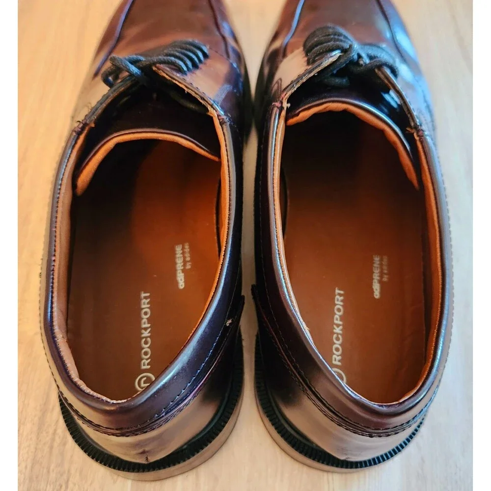 Rockport Men's Sz 9.5 Oxford Dress Shoes Dark Brown Adiprene Adidas K62536 EUC